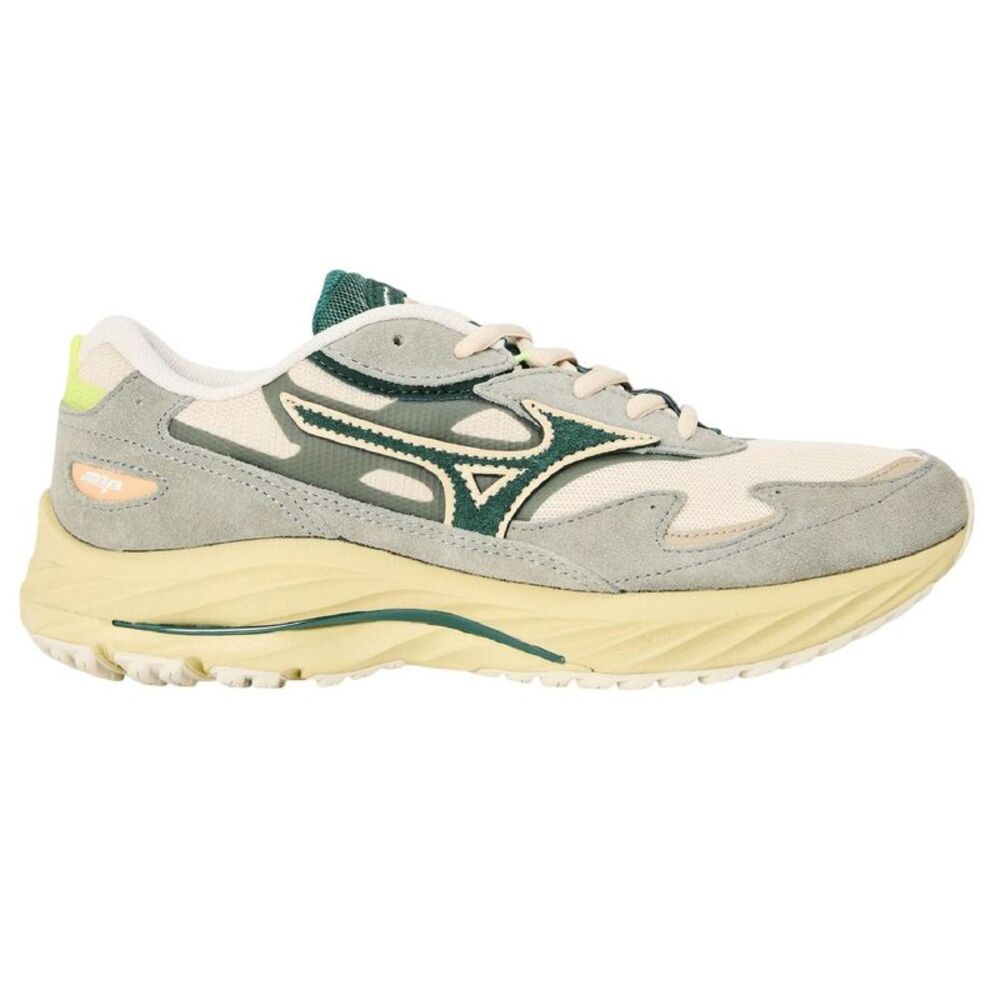 Mizuno Womens/Ladies Wave Rider Beta Sportstyle Suede Sneakers / White/Green